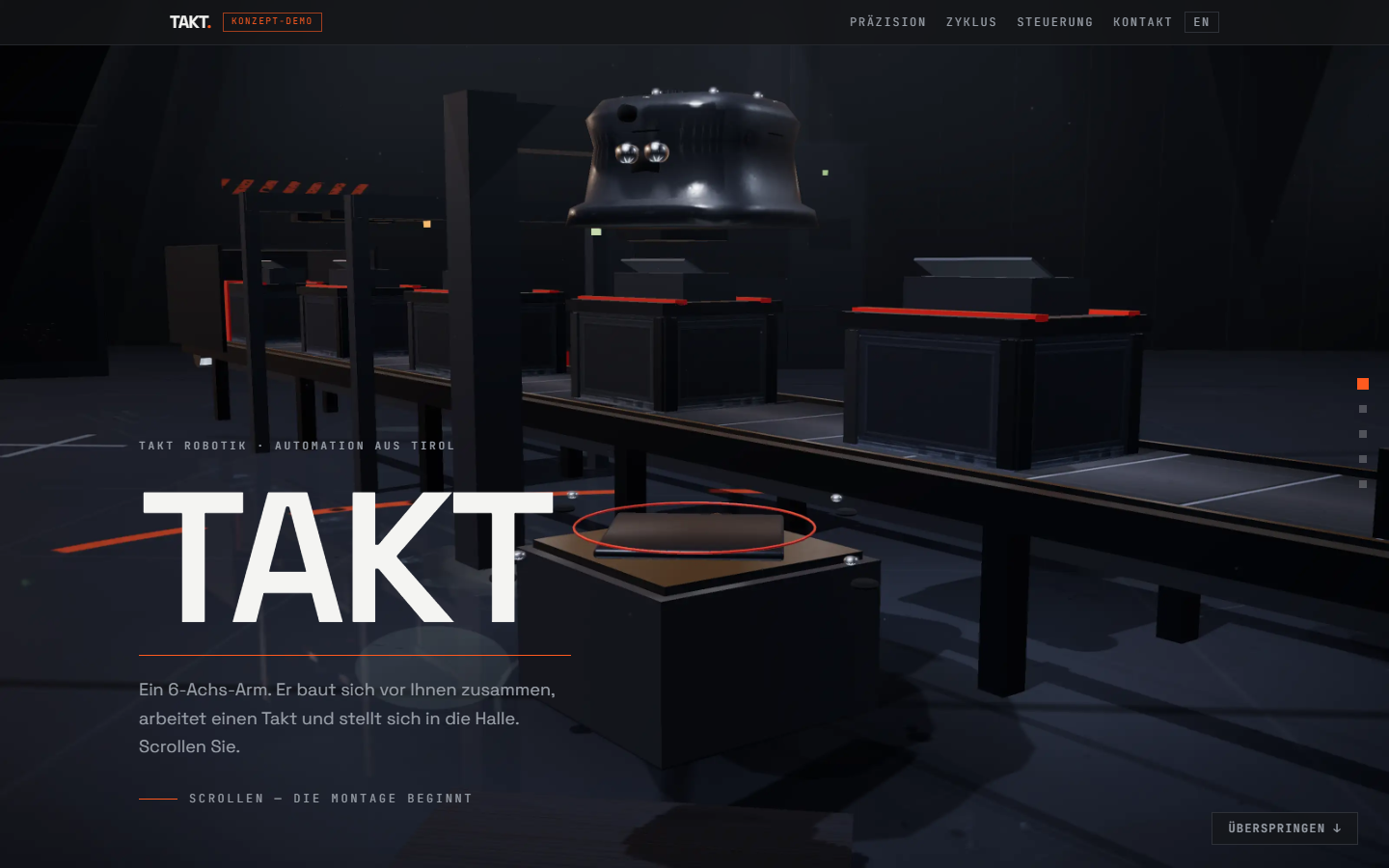 Takt Robotik: Roboterarm als 3D-Modell im Browser