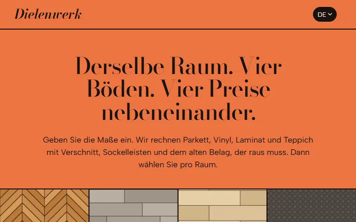Screenshot der Demo-Website Dielenwerk