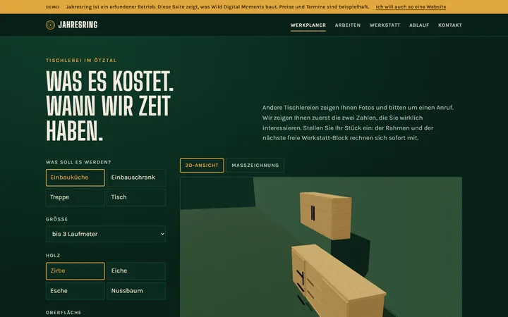 Screenshot der Demo-Website Jahresring