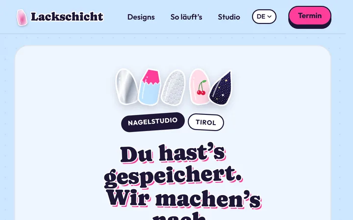Screenshot der Demo-Website Lackschicht