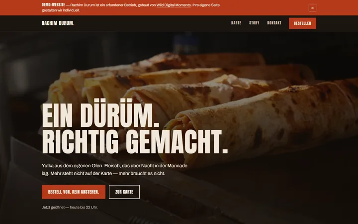 Screenshot der Demo-Website Rachim Dürüm