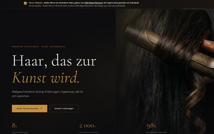 Screenshot der Demo-Website Atelier Mia