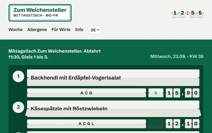Screenshot der Demo-Website Zum Weichensteller