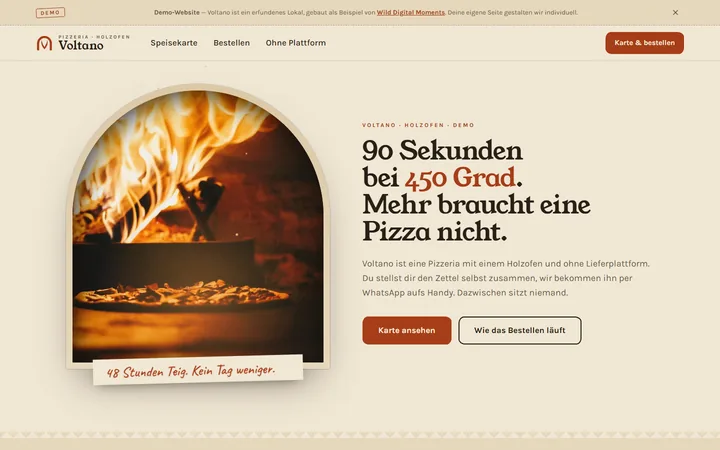 Screenshot der Demo-Website Voltano