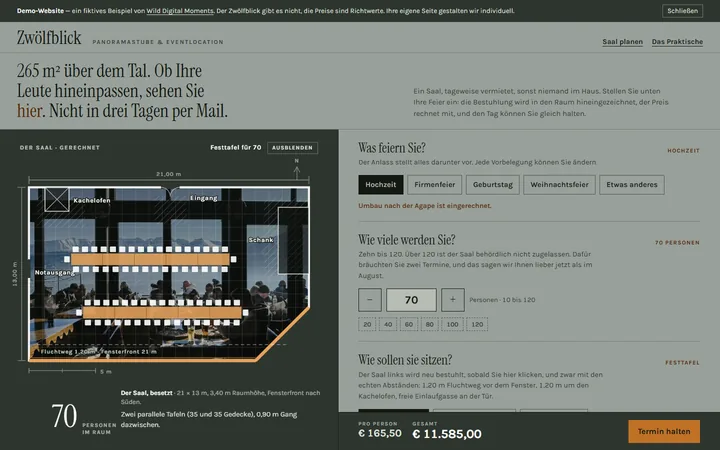 Screenshot der Demo-Website Zwölfblick