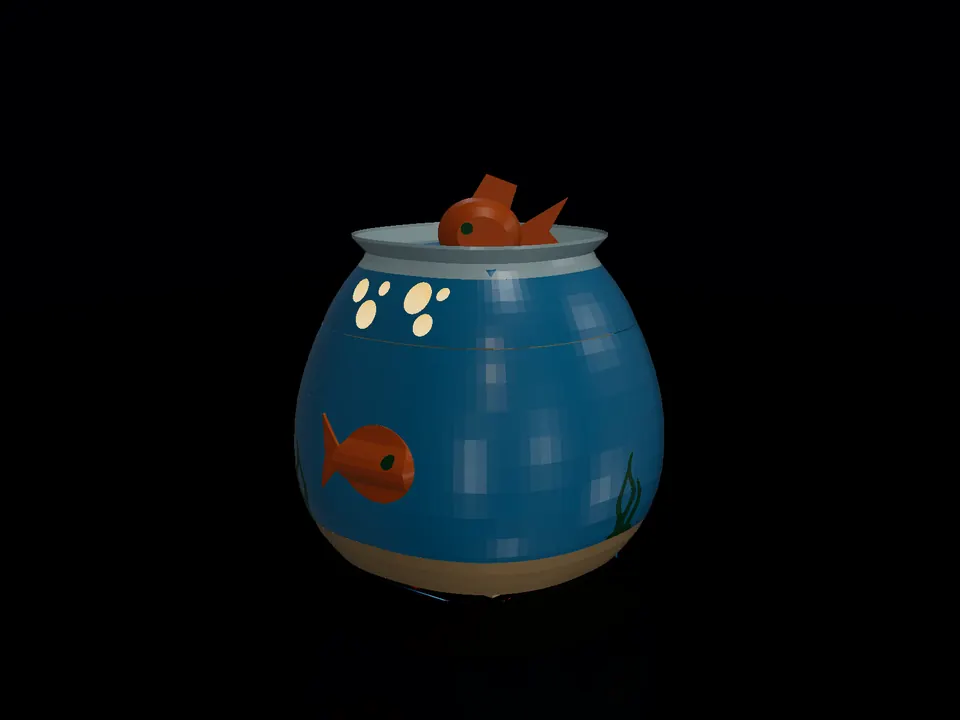 Compact toy fishbowl (3D), render: night, white