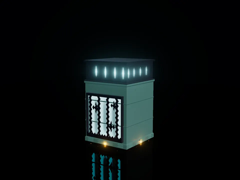 Compact toy aquarium, render: night, white