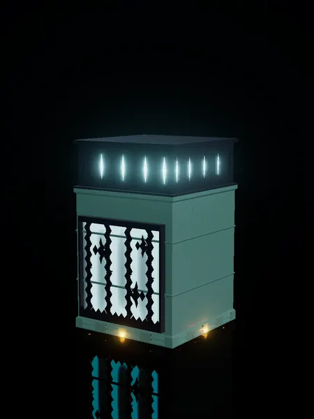 Compact toy aquarium, render: night, white