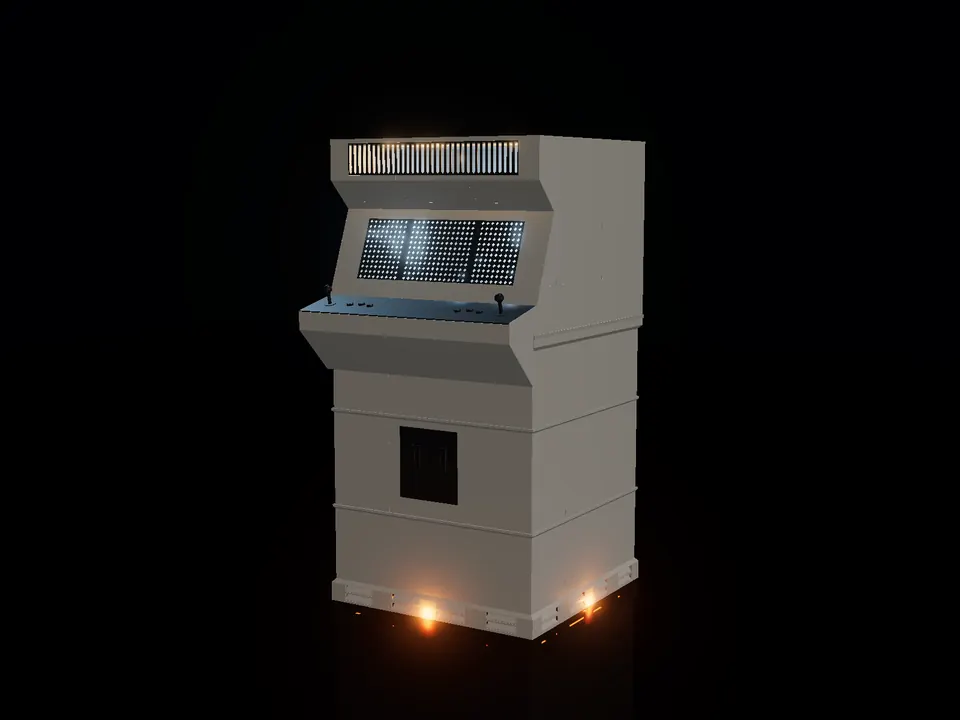 Compact arcade cabinet, render: night, white