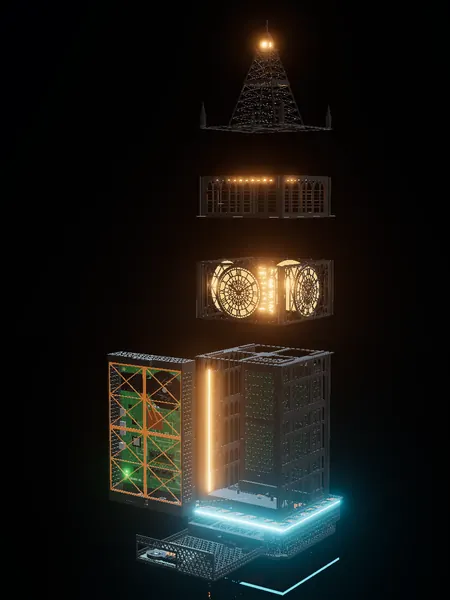 Big Ben, render: taken apart: blade and drawer out