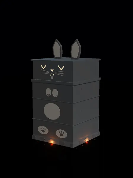 Compact sleepy bunny, render: night, white