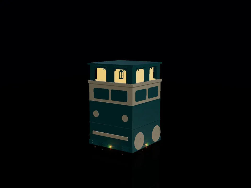 Compact camper van, render: night, white