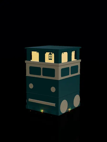 Compact camper van, render: night, white