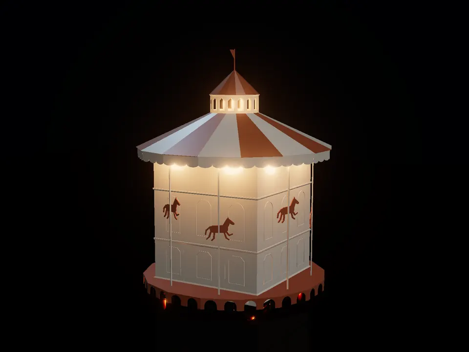 Compact carousel, render: night, white