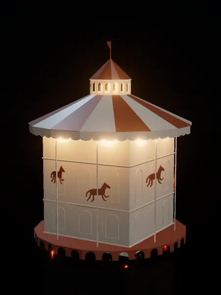 Compact carousel, render: night, white