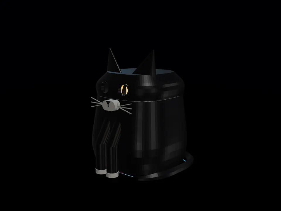 Compact toy cat (3D), render: night, white