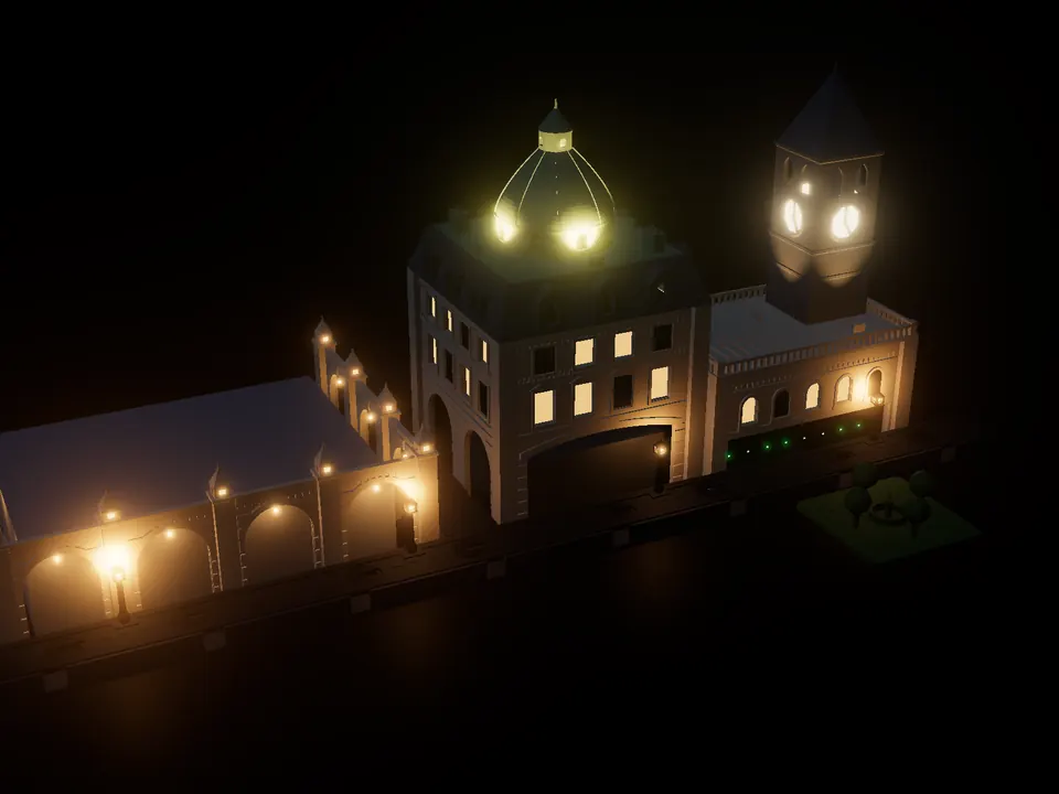 Desk City, render: night