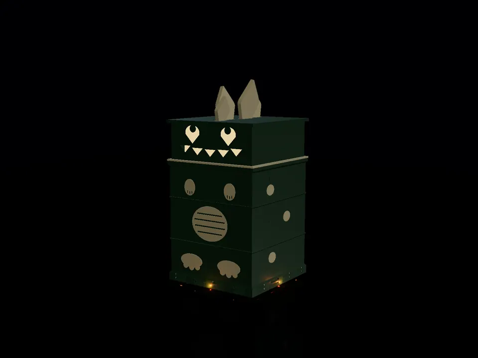 Compact toy dinosaur, render: night, white