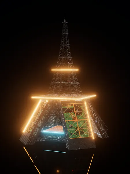 Eiffel Tower, render: night