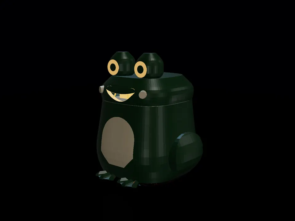 Compact toy frog (3D), render: night, white