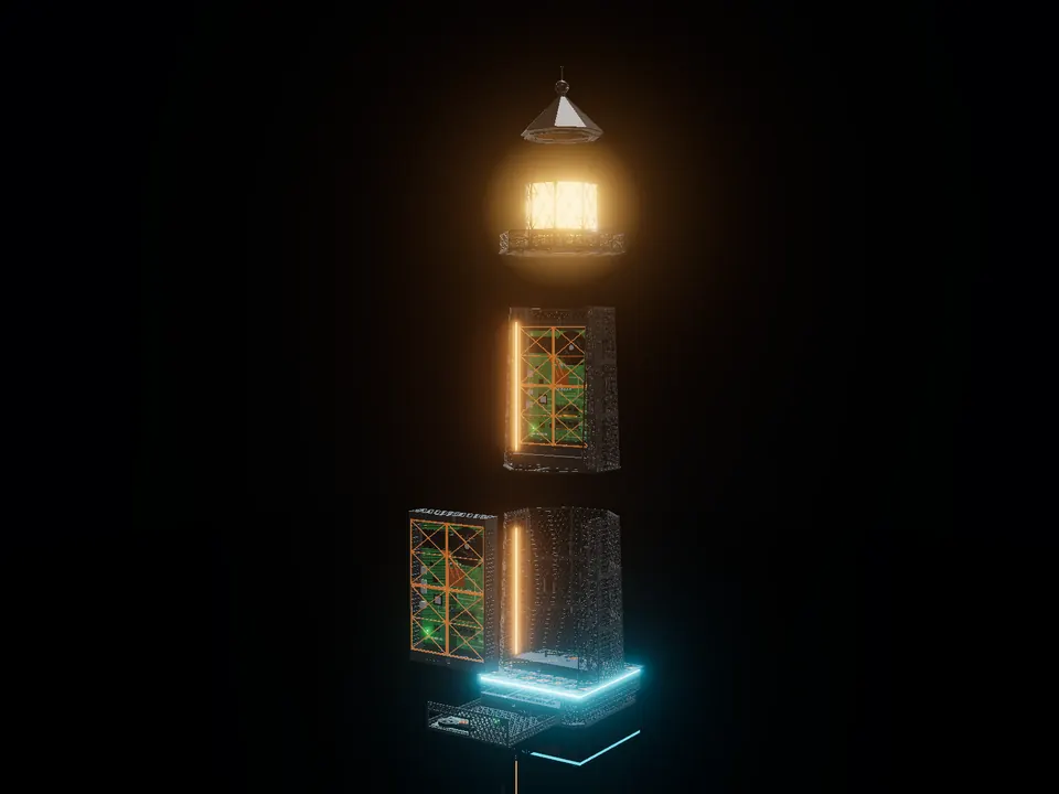 Lighthouse, render: taken apart: blade and drawer out