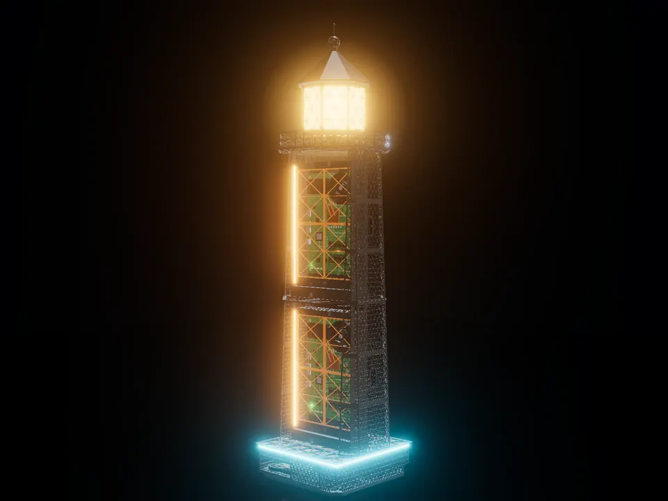 Lighthouse, render: night