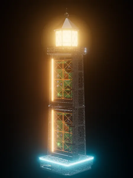Lighthouse, render: night