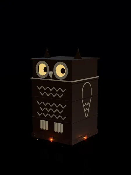 Compact owl, render: night, white
