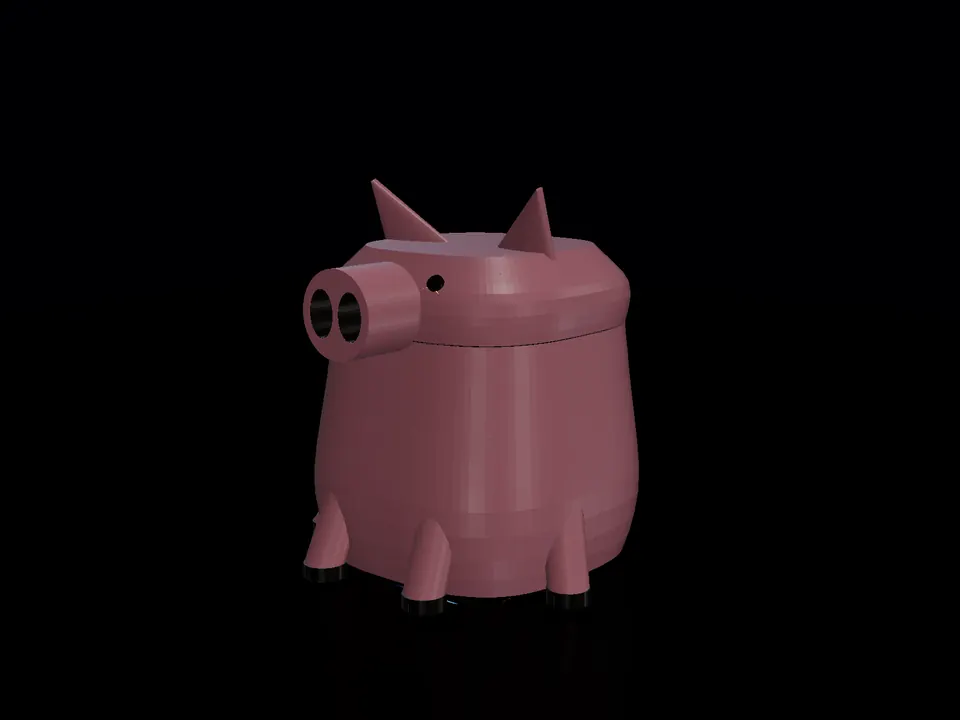 Compact toy pig (3D), render: night, white