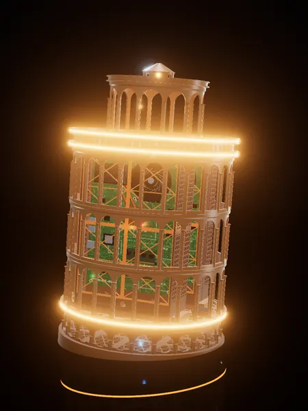 Compact Pisa, render: night, bronze