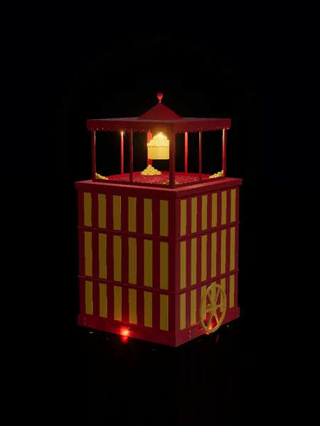 Compact popcorn cart, render: night, white