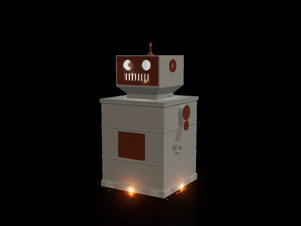 Compact toy robot, render: night, white