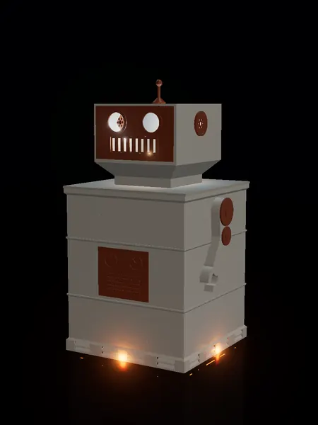 Compact toy robot, render: night, white