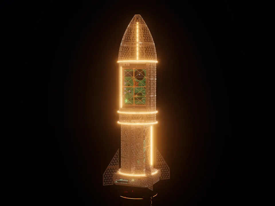 Rocket, render: night, bronze