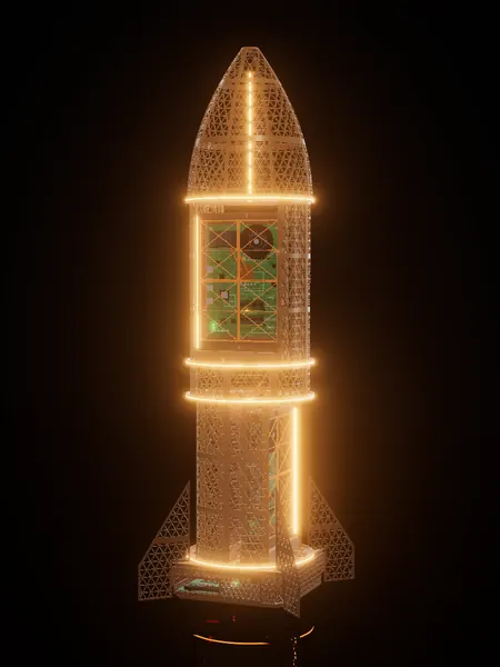 Rocket, render: night, bronze