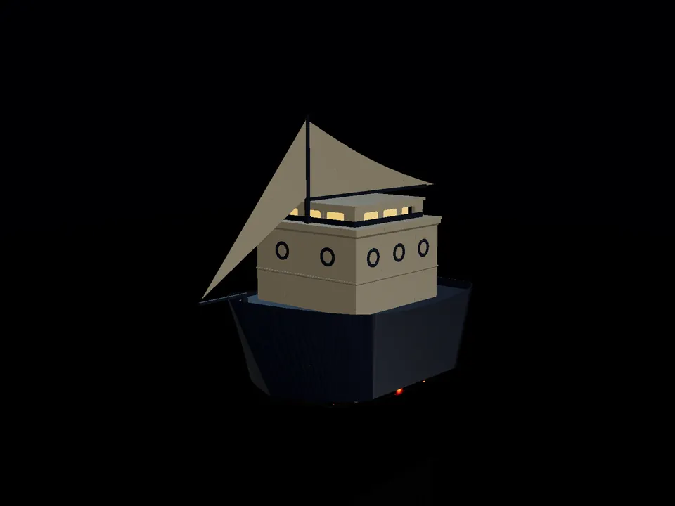 Compact toy sailboat (3D), render: night, white