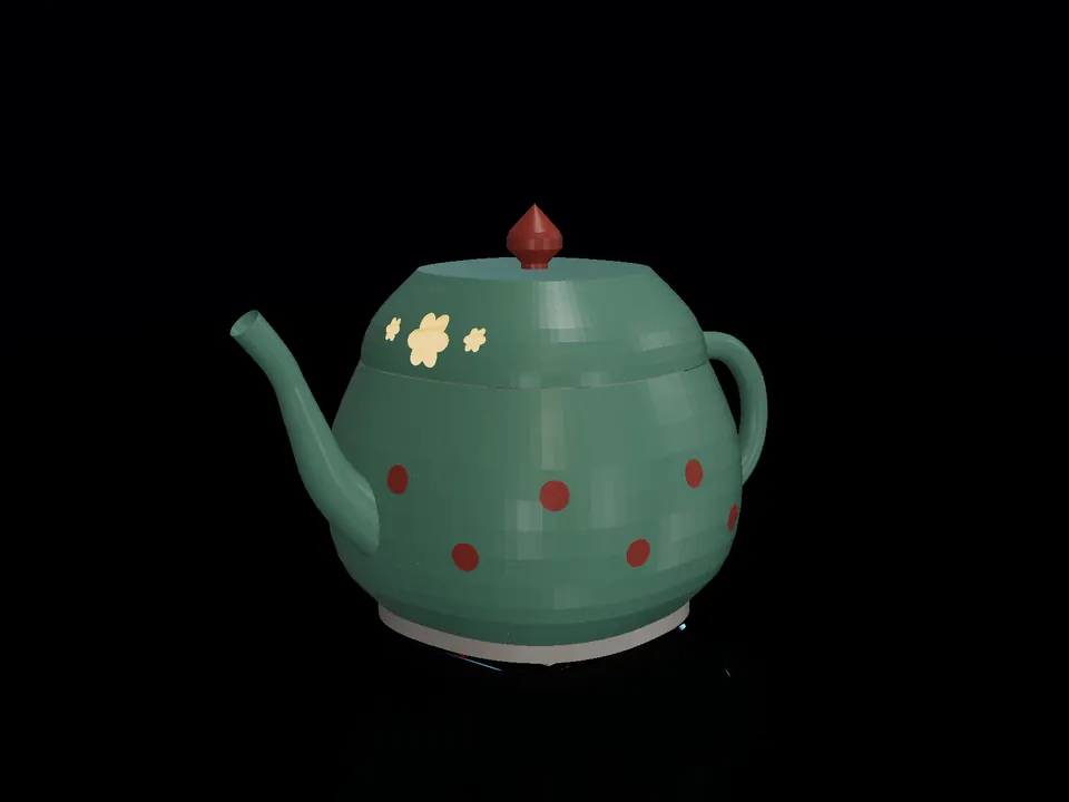 Compact toy teapot (3D), render: night, white