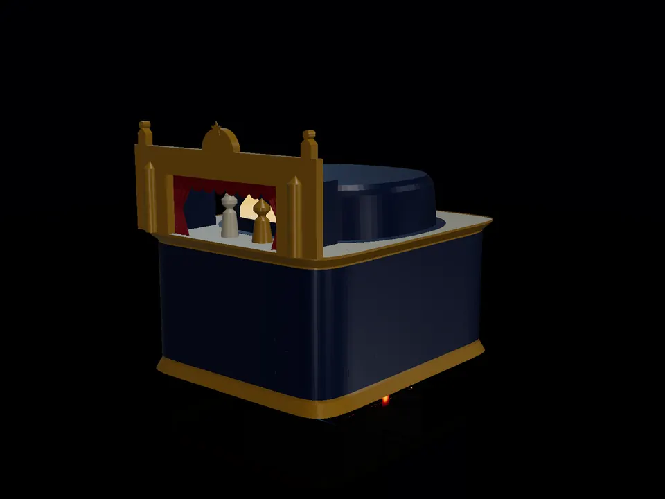 Compact toy puppet theatre (3D), render: night, white