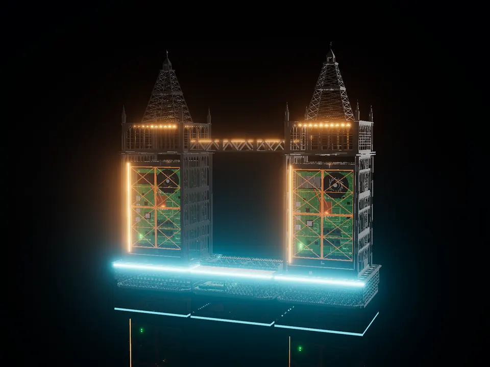Tower Bridge, render: night