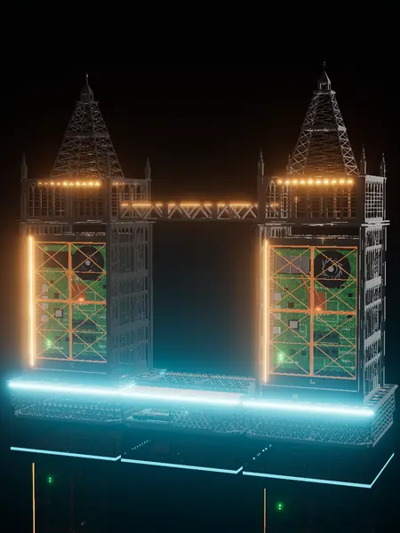 Tower Bridge, render: night