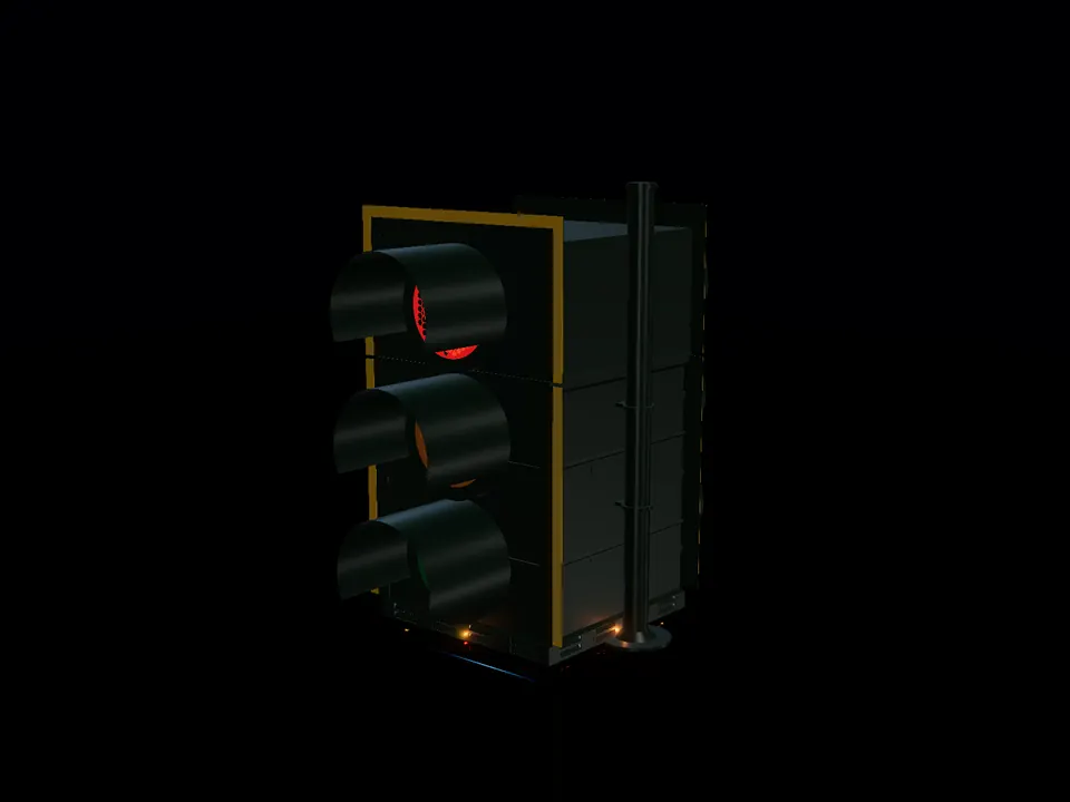 Compact traffic light (3D), render: night, white
