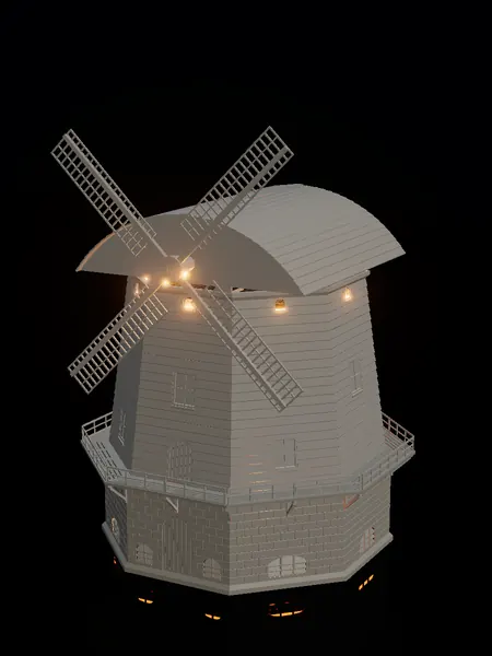 Compact windmill, render: night, white